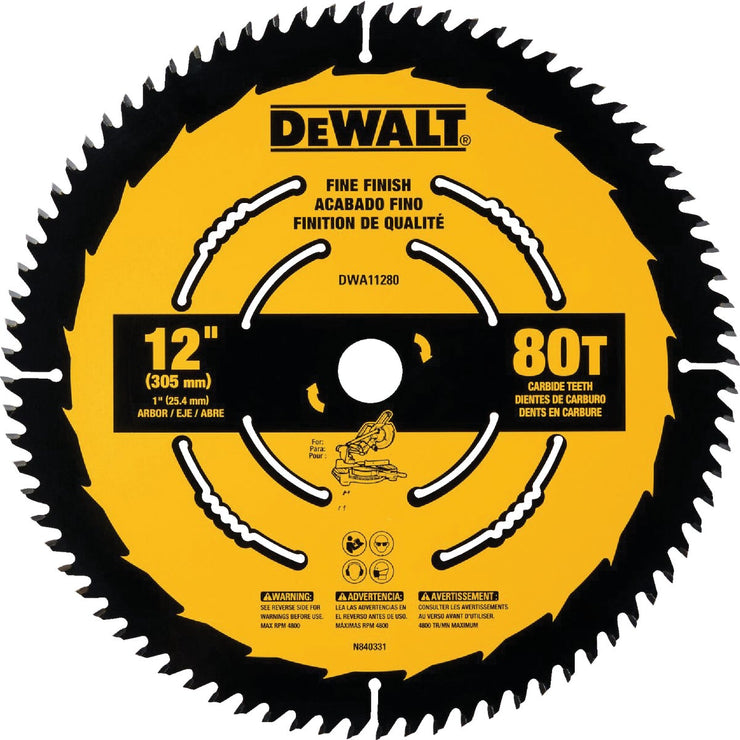 Image of DEWALT 12 In. 80-Tooth Fine Finish Circular Saw Blade
