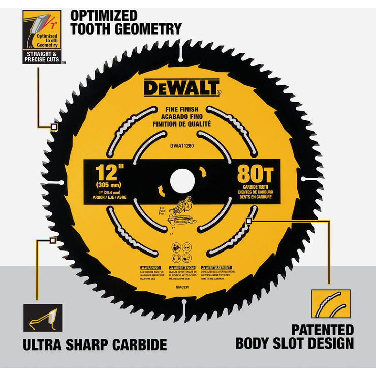 Image of DEWALT 12 In. 80-Tooth Fine Finish Circular Saw Blade