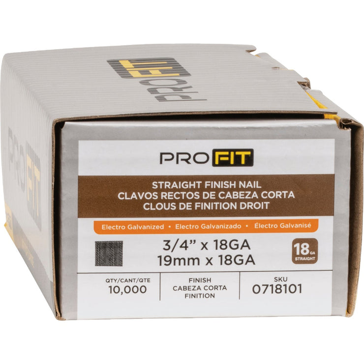 Image of Pro-Fit 3/4 In. 18-Gauge Straight Electrogalvanized Collated Brad Nails (10,000 Ct.)