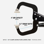 Image of Channellock 12 In. C-Clamp Locking Pliers with Swivel Pads