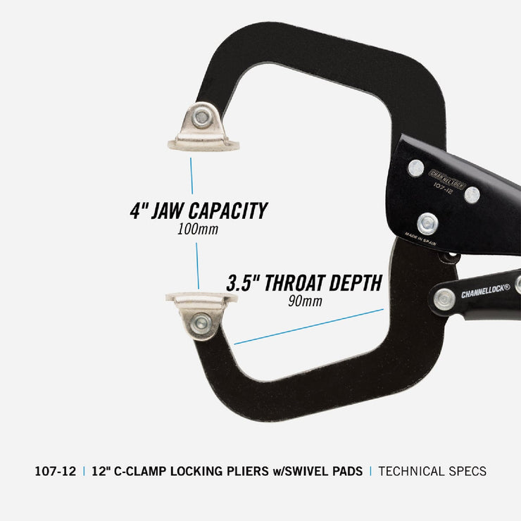 Image of Channellock 12 In. C-Clamp Locking Pliers with Swivel Pads