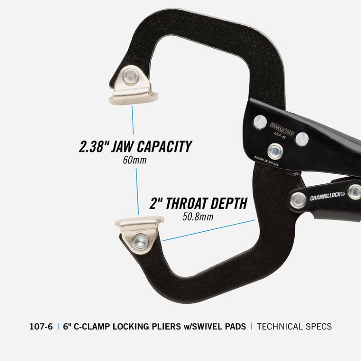 Image of Channellock 6 In. C-Clamp Locking Pliers with Swivel Pads