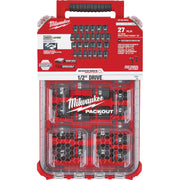 Image of Milwaukee SHOCKWAVE Standard/Metric 1/2 In. Drive 6-Point Impact Driver Set with PACKOUT Organizer (27-Piece)