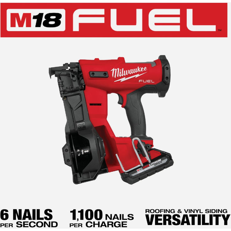 Image of Milwaukee M18 FUEL Brushless Cordless Coil Roofing Nailer Kit with 3.0 Ah Battery & Charger