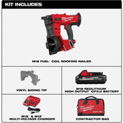Image of Milwaukee M18 FUEL Brushless Cordless Coil Roofing Nailer Kit with 3.0 Ah Battery & Charger