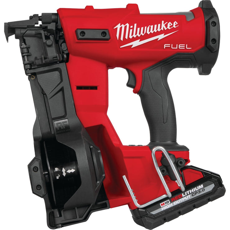 Image of Milwaukee M18 FUEL Brushless Cordless Coil Roofing Nailer Kit with 3.0 Ah Battery & Charger