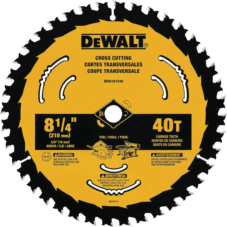 Image of DEWALT 8-1/4 In. 40-Tooth Framing /Ripping Blister Circular Saw Blade