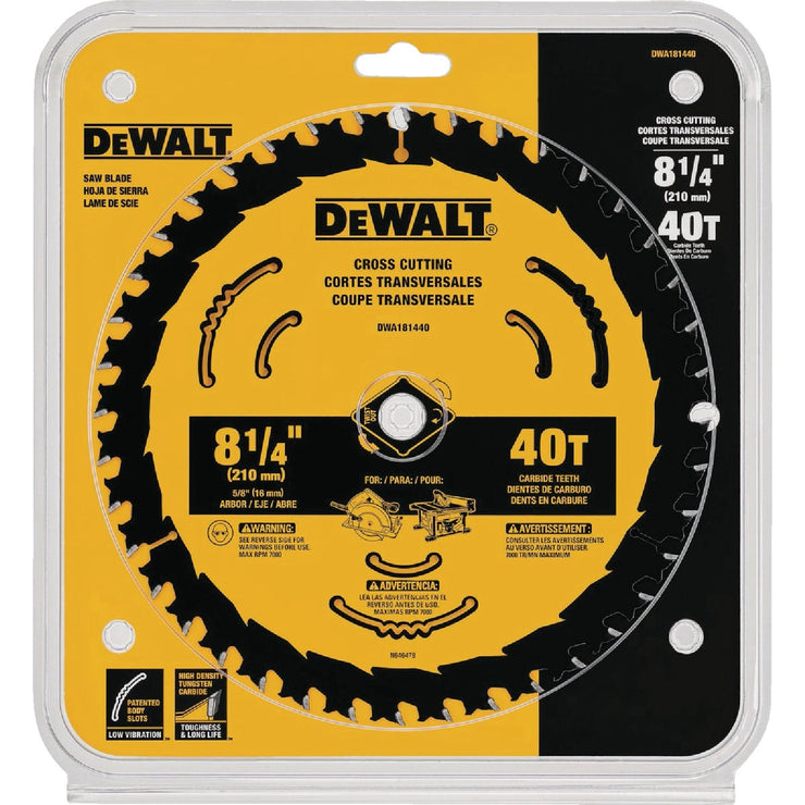 Image of DEWALT 8-1/4 In. 40-Tooth Framing /Ripping Blister Circular Saw Blade