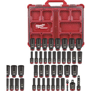 Image of Milwaukee SHOCKWAVE Standard/Metric 3/8 In. Drive 6-Point Deep Impact Driver Set with PACKOUT Organizer (36-Piece)