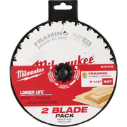 Image of Milwaukee 7-1/4 In. 24-Tooth Framing Circular Saw Blade (2-Pack)