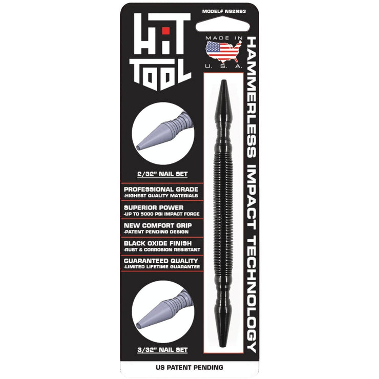 Image of HIT Tool 2/32 In. & 3/32 In. x 7 In. HSS Steel Hammerless Spring Loaded Nail Set