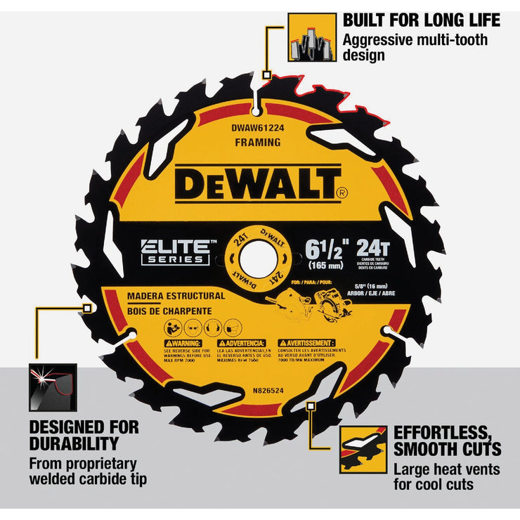 Image of DEWALT Elite Series 6-1/2 In. 24-Tooth Circular Saw Blade