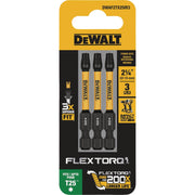 Image of DEWALT FlexTorq 2 In. T25 TORX Impact Screwdriver Bit (3-Pack)