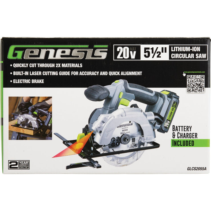 Image of Genesis 20 Volt Lithium-Ion 5-1/2 In. Cordless Circular Saw Kit