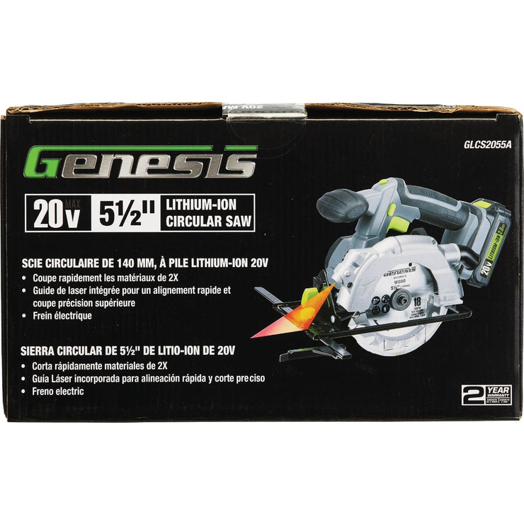 Image of Genesis 20 Volt Lithium-Ion 5-1/2 In. Cordless Circular Saw Kit