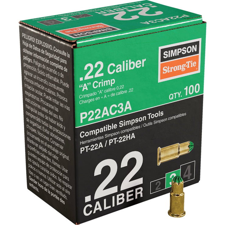 Image of P22AC 0.22-Caliber A Single-Shot Crimp Loads, LVL 3, Green - Imported (100-Qty)