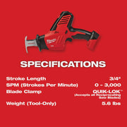 Image of Milwaukee M18 HACKZALL Cordless Reciprocating Saw (Tool Only)