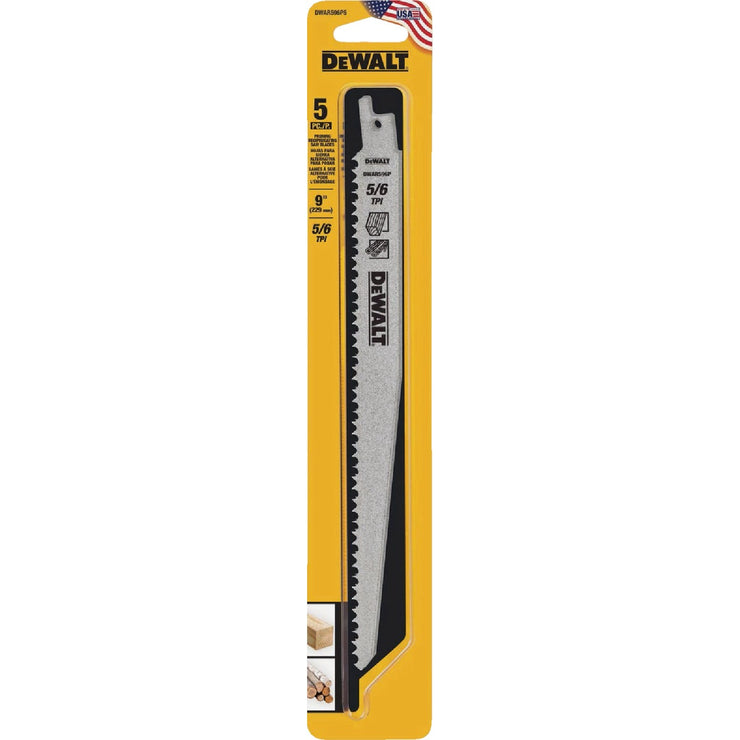 Image of DEWALT 9 In. 6 TPI Bi-Metal Pruning Reciprocating Saw Blade (5-Pack)