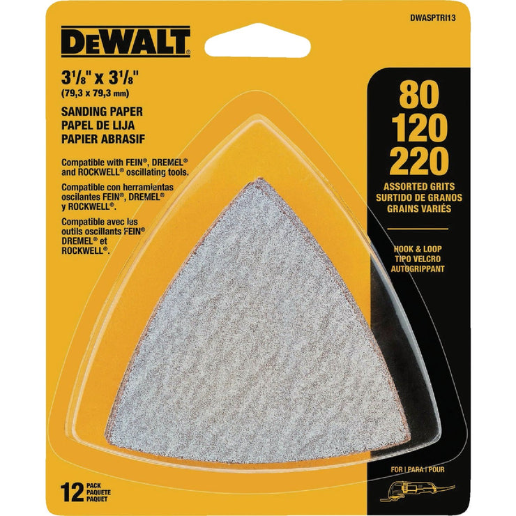 Image of DEWALT 80/120/220 Grit Hook and Loop Oscillating Sandpaper Assortment (12-Pack)