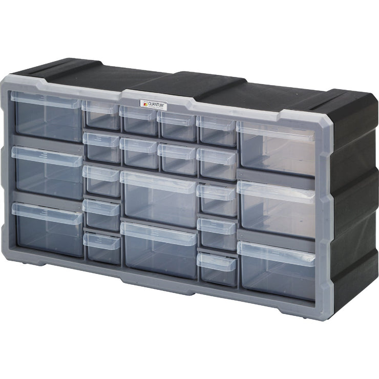 Image of Quantum Storage 22-Drawer Clear Plastic Parts Drawer Cabinet