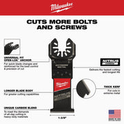 Image of Milwaukee NITRUS CARBIDE 1-3/8 In. Extreme Metal Universal Fit OPEN-LOK Oscillating Blade (5-Pack)