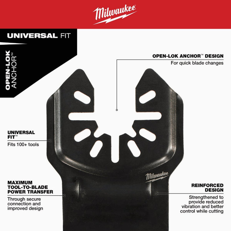 Image of Milwaukee NITRUS CARBIDE 1-3/8 In. Extreme Metal Universal Fit OPEN-LOK Oscillating Blade (5-Pack)