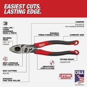 Image of Milwaukee 9 In. Comfort Grip Linesman Pliers with Crimper and Bolt Cutter