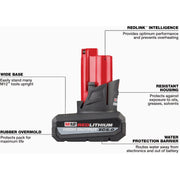 Image of Milwaukee M12 REDLITHIUM 12 Volt Lithium-Ion 5.0 Ah High Output CP5.0 Tool Battery