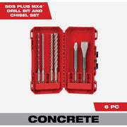 Image of Milwaukee 6-Piece SDS Plus MX4 4-Cutter & Chisel Kit