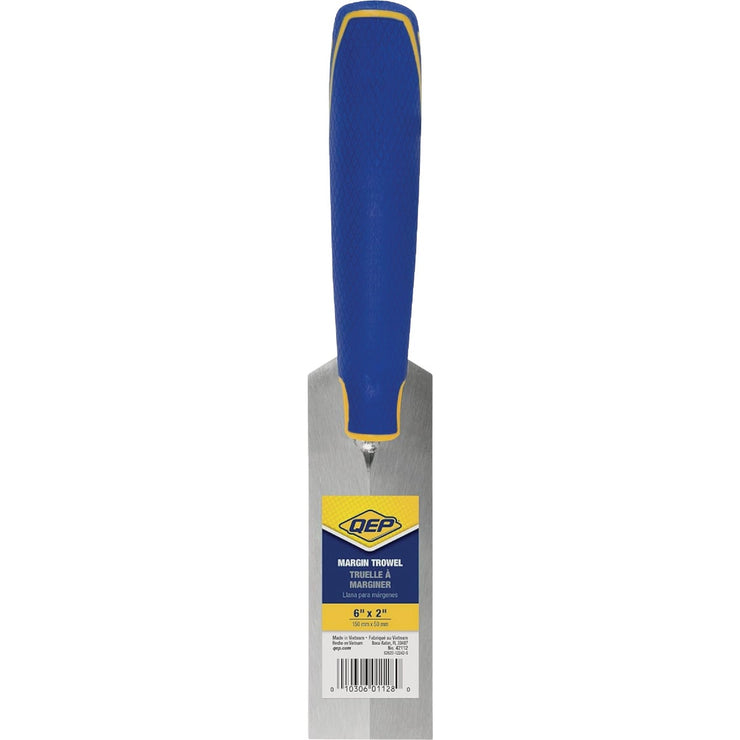 Image of QEP 6 In. x 2 In. Flat Margin Trowel with Bucket Hook & Comfort Grip