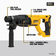 Image of DEWALT 20V MAX XR Brushless 1 In. SDS-Plus D-Handle Cordless Rotary Hammer (Tool Only)