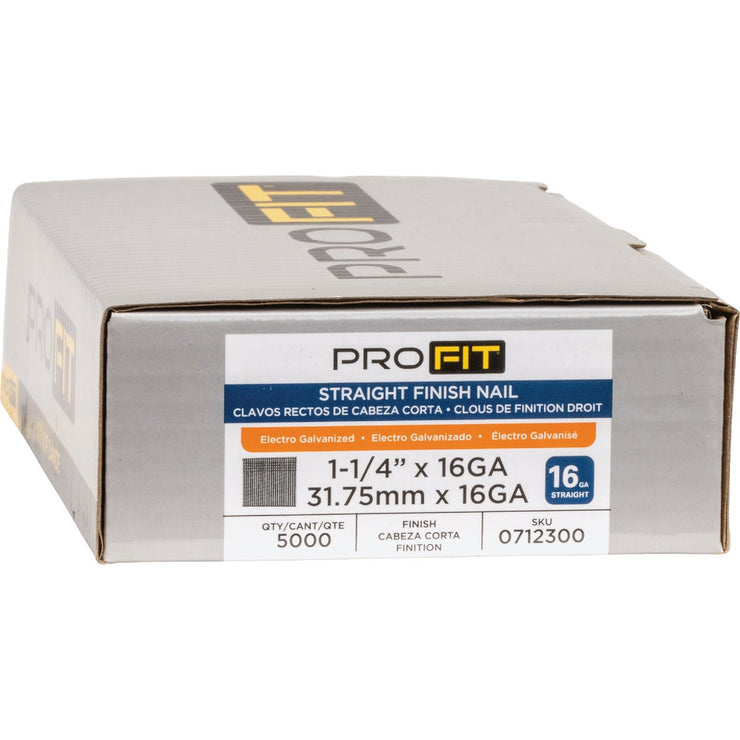 Image of Pro-Fit 1-1/4 In. 16 Gauge Electrogalvanized Straight Finish Nails (5000 Ct.)