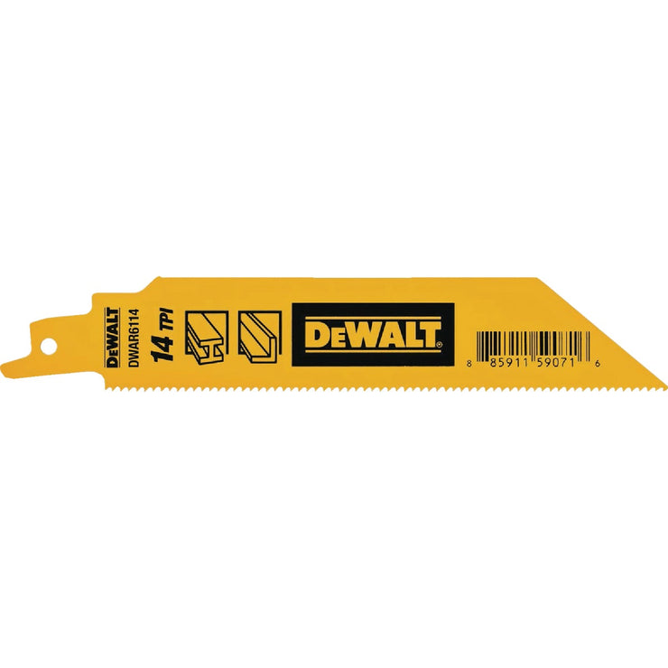 Image of DEWALT 6 In. 14 TPI Bi-Metal Heavy Metal Reciprocating Saw Blade (5-Pack)