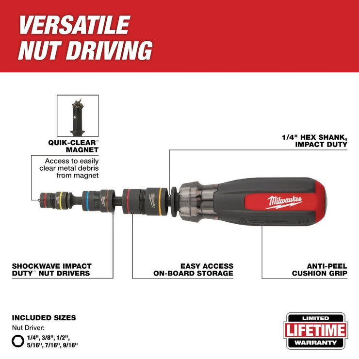Image of Milwaukee Multi-Nut Driver with SHOCKWAVE Impact Duty Magnetic Nut Drivers