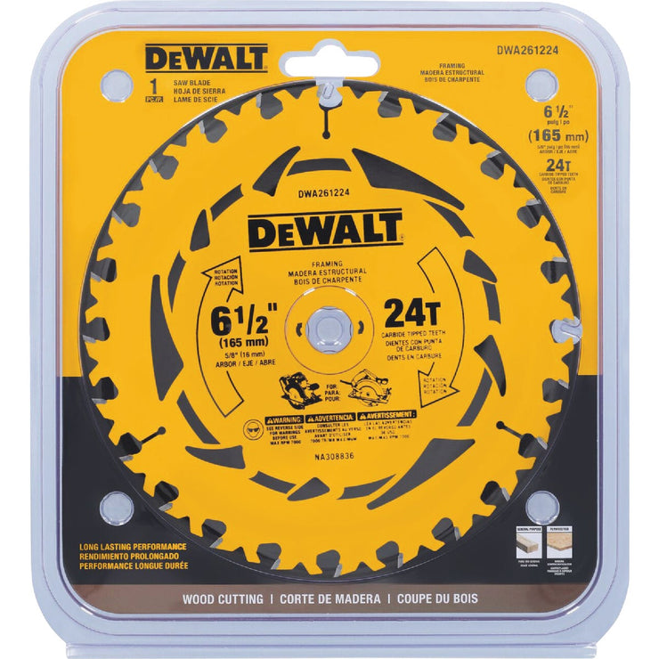 Image of DEWALT 6 1/2 In. 24-Tooth Framing Circular Saw Blade
