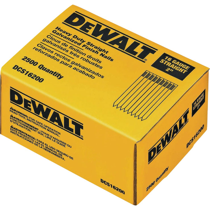 Image of DEWALT 2 In. 16-Gauge Galvanized Straight Finish Nails (2500 Ct.)