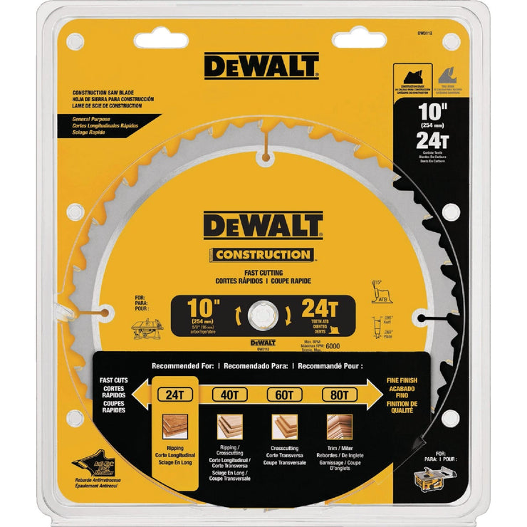 Image of DEWALT 10 In. 24-Tooth Circular Saw Blade