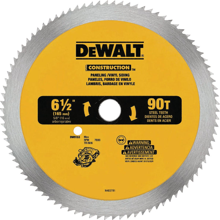 Image of DEWALT 6-1/2 In. 90-Tooth Vinyl & Paneling Steel Circular Saw Blade