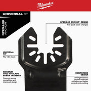 Image of Milwaukee NITRUS CARBIDE 1-3/8 In. Extreme Materials Universal Fit OPEN-LOK Oscillating Blade (5-Pack)