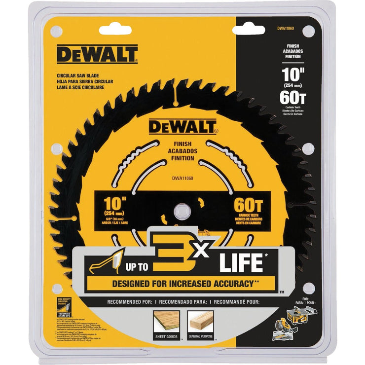 Image of DEWALT 10 In. 60-Tooth Finish Circular Saw Blade