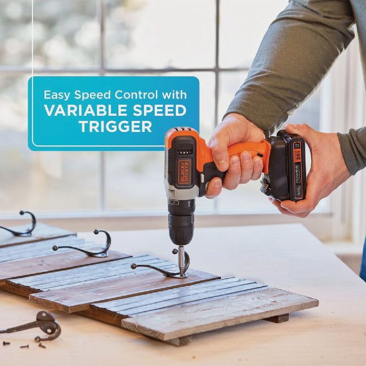 Image of Black & Decker 20V MAX 3/8 In. Cordless Drill/Driver Kit with 1.5 Ah Battery & Charger