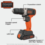 Image of Black & Decker 20V MAX 3/8 In. Cordless Drill/Driver Kit with 1.5 Ah Battery & Charger