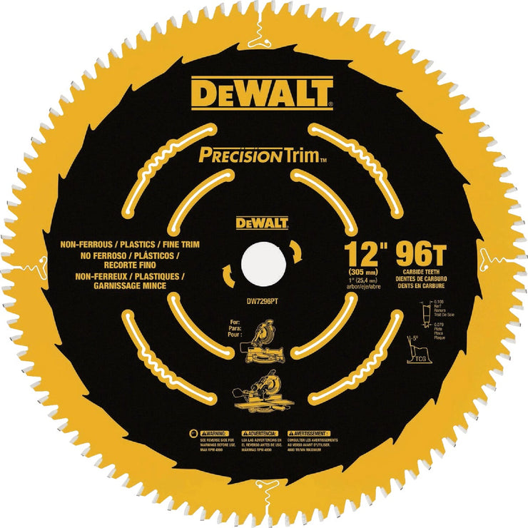Image of DEWALT 12 In. 100-Tooth Ultra Fine Finish Circular Saw Blade