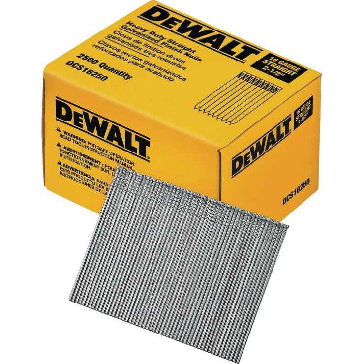 Image of DEWALT 2-1/2 In. 16-Gauge Galvanized Straight Finish Nails (2500 Ct.)