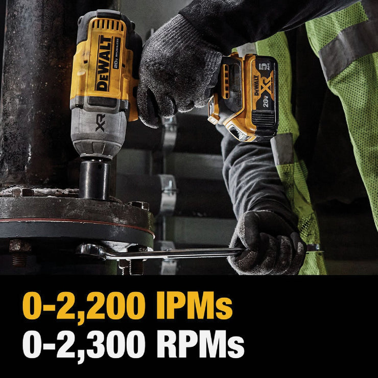 Image of DEWALT 20V MAX XR Brushless 1/2 In. High Torque Cordless Impact Wrench Kit with Hog Ring Anvil & 5.0 Ah Battery & Charger
