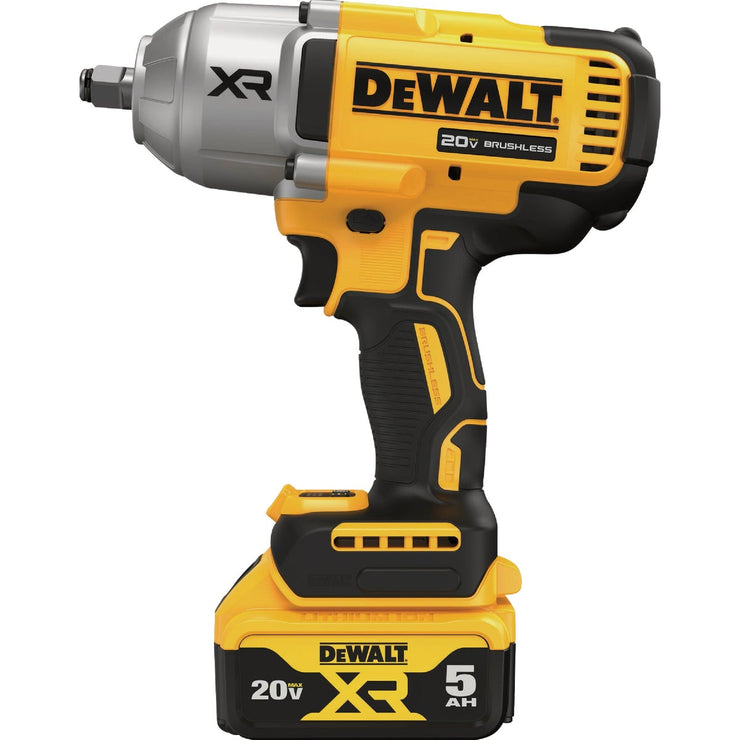 Image of DEWALT 20V MAX XR Brushless 1/2 In. High Torque Cordless Impact Wrench Kit with Hog Ring Anvil & 5.0 Ah Battery & Charger