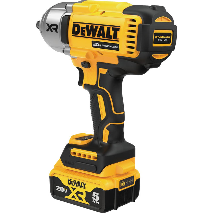 Image of DEWALT 20V MAX XR Brushless 1/2 In. High Torque Cordless Impact Wrench Kit with Hog Ring Anvil & 5.0 Ah Battery & Charger