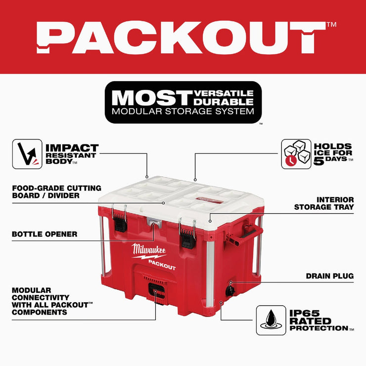 Image of Milwaukee PACKOUT 40 Qt. XL Cooler, Red