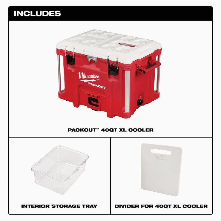 Image of Milwaukee PACKOUT 40 Qt. XL Cooler, Red