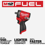 Image of Milwaukee M12 FUEL Brushless 1/2 In. Stubby Cordless Impact Wrench (Tool Only)